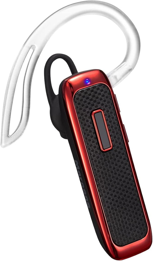 Bluetooth Headset, Hands-Free Wireless Earpiece w/ 18 Hours Playtime and Noise Cancelling Mic for iPhone Samsung Android Cellphone Truck Driver - Red