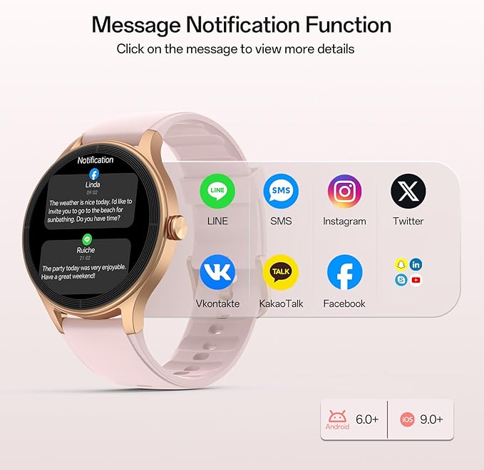 Smart Watches for Women,1.27" HD Touchscreen SmartWatch(2 Bands) with Bluetooth Calls (Make/Answer),Fitness Tracker with Heart Rate/Sp02/Sleep Monitor,110+ Sport Modes (Pink, 1.27)