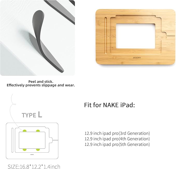 Wooden Tablet Drawing Stand Tablet Stand - Portable & Adjustable 5 Angles for Laptop, Laptop Stand Riser,Book Reading Stand,Compatible with 12.9 inch iPad Pro (3rd - 6th Gen)