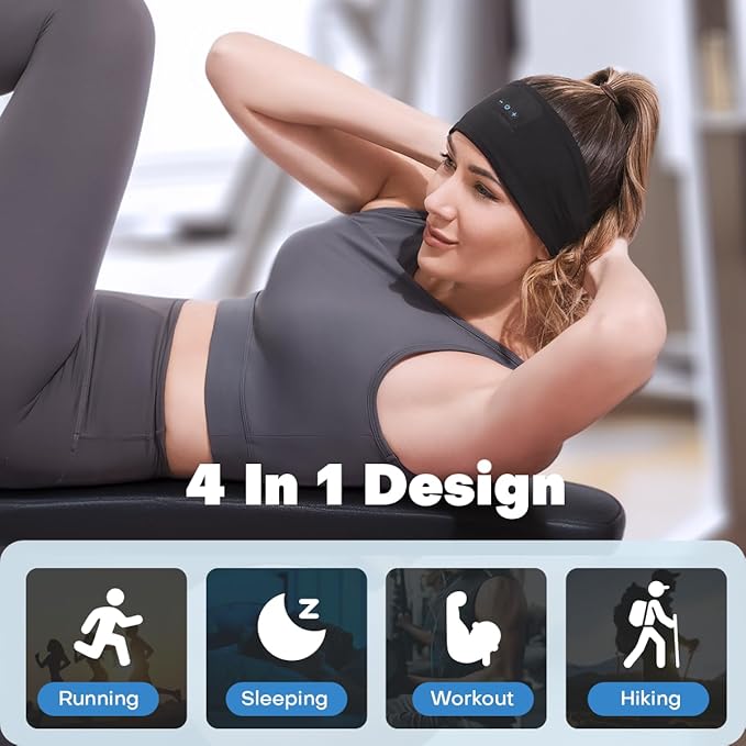 Sleep Headphones Bluetooth Headband for Side Sleeper 2-Pack, 14H Playtime, Wireless Headband Headphones with HD Stereo Speakers for Workout,Running,Yoga, Ideal Gifts for Men, Women, Teens