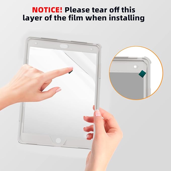 Case for iPad 9th/8th/7th Generation-Built-in Screen Protector,with Pencil Holder&360°Rotating Hand Strap,Shoulder Strap,Case for iPad 10.2 inch 2021-2019(Purple/Beige)