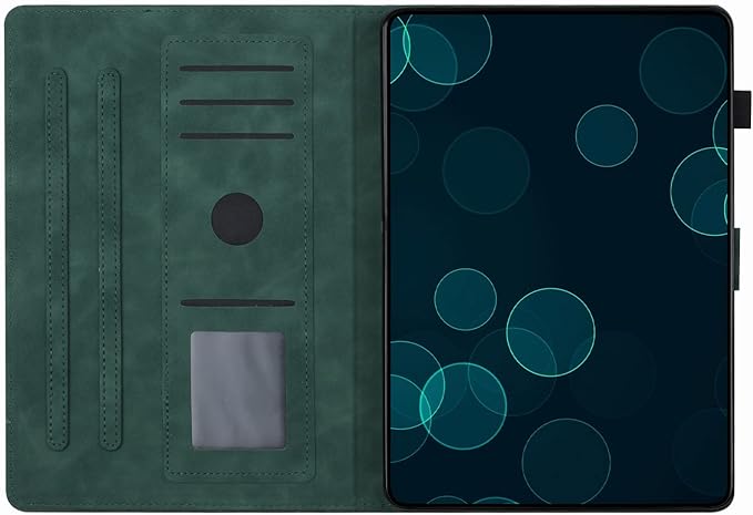 Case for Samsung Galaxy Tab A9 Plus 11 Inch 2023 2024 SM-X210/X216/X218, PU Suede Leather Stand, Coconut Tree Embossed Cover with Card Holder & Auto Sleep/Wake, Green