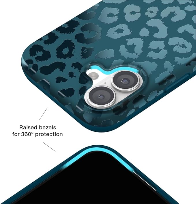 VELVET CAVIAR Case for iPhone 17 | Compatible with MagSafe | 10ft Drop Tested | Protective Designer Cases | Metallic Navy Leopard