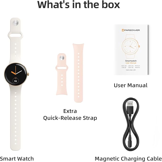 Parsonver AMOLED Smart Watch for Women Men, Always-On Display Fitness Tracker, Answer/Make Calls, 2 Quick-Release Bands, Heart Rate, Sleep Monitor, 120+ Sports Modes for Android iPhone, Champagne Gold