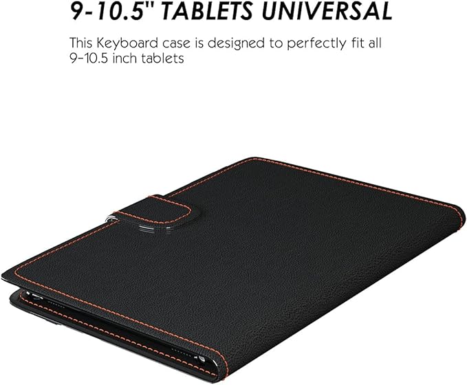 TouchPad Keyboard case for 9",9.7",10.1",10.2",10.5",10.9",11" Tablets,2-in-1 Bluetooth Wireless Keyboard with Touchpad,7 Colors Backlit & Leather Folio Cover(Black)