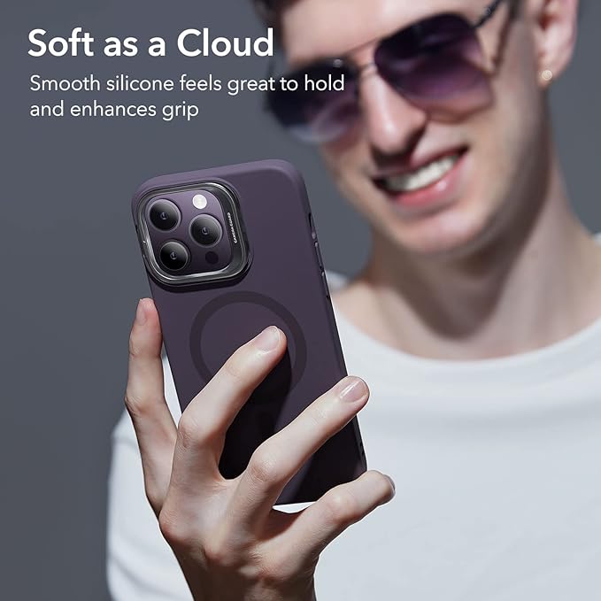 ESR for iPhone 14 Pro Max Case,Compatible with MagSafe Case with Silicone,Military-Grade Protection,Built-in Camera Ring Stand,Magnetic Phone Case for 14 Pro Max,Cloud Kickstand Case HaloLock Purple