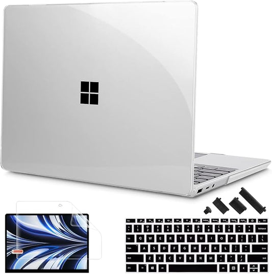 Tuiklol Case for 12.4 Inch Microsoft Surface Laptop Go 3/2 / 1 2023-2020 Releases, Plastic Hard Shell Case with Screen Protector and Keyborad Cover +Dust Plugs Model 2013/1943,Crystal Clear