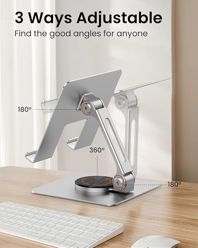 Tablet Stand 360° Rotating,Adjustable & Foldable, Super Sturdy Super Stable & Portable Tablet Holder for Office, Kitchen Compatible with iPad9.7,10.5,12.9, iPad Pro 11/12.9/13Air/Mini/Pro