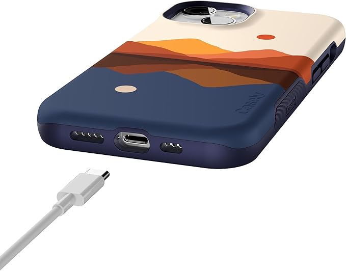 Casely iPhone 14 Case | Opposites Attract | Day & Night Colorblock Mountains | Compatible with MagSafe | Bold Protective Design