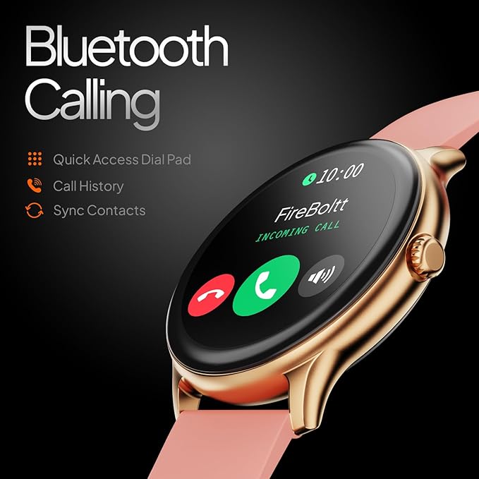 Fire-Boltt Phoenix Pro 35.3mm (1.39 inch) Bluetooth Calling Smart Watch, AI Voice Assistant, Metal Body with 120+ Sports Modes, SpO2, Heart Rate Monitoring. (Gold Pink)