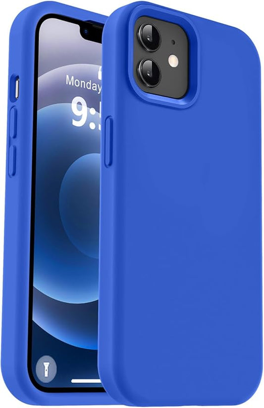 Vooii Compatible with iPhone 12 Case/iPhone 12 Pro Case, Liquid Silicone Upgrade [Soft Anti-Scratch Microfiber Lining] [Shockproof Drop Protection] Phone Case 6.1 inch - Klein Blue