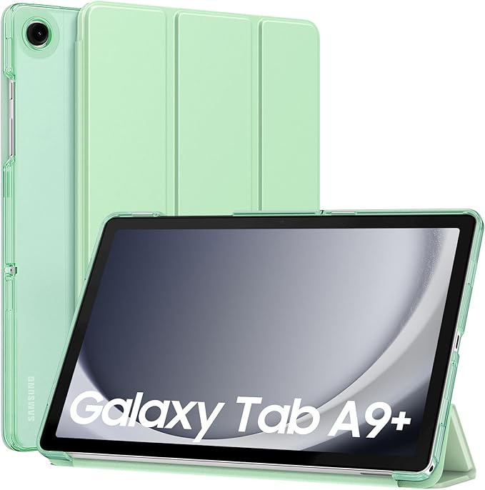 MoKo Case for Galaxy Tab A9+/A9 Plus 11 inch 2023, Slim Stand Protective Smart Cover with Hard PC Translucent Back Shell for Tab A9 Plus Tablet (SM-X210/X216/X218), Auto Wake/Sleep, Green
