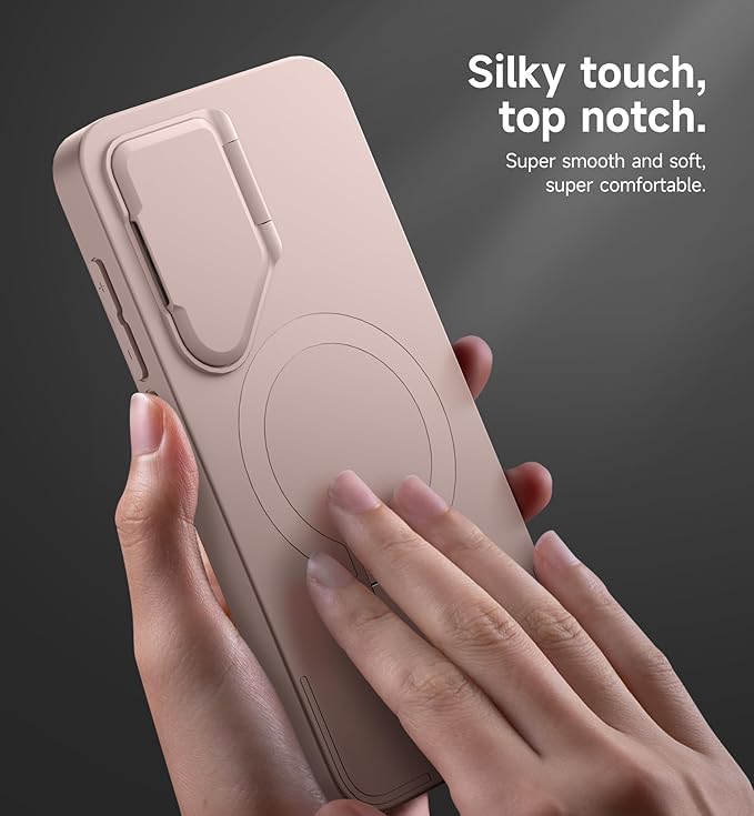 SURITCH for Samsung Galaxy S25 Phone Case, Magnetic Shockproof Bumper Case Slim Protective Cover with Camera Cover & Adjustable Metal Kickstand for Galaxy S25 (2025)-Sakura Pink