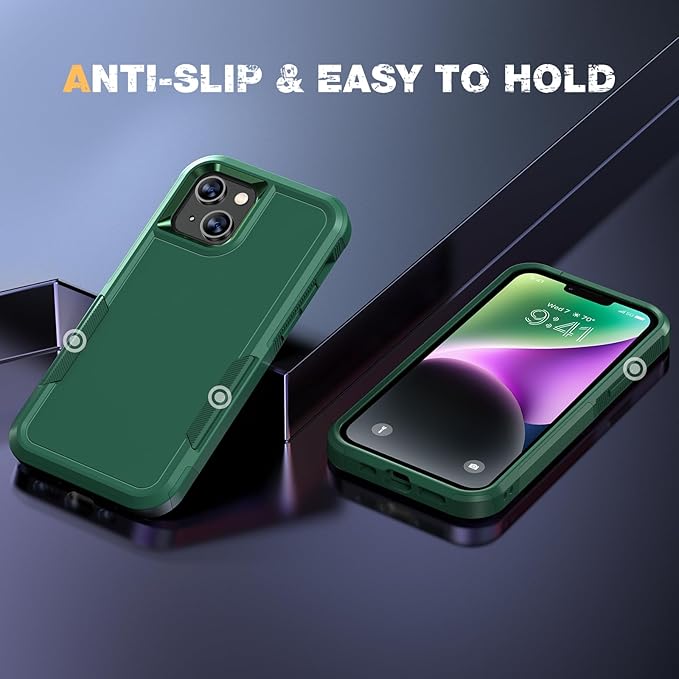 Diaclara Designed for iPhone 14 Case, [with Privacy Screen Protector] [Anti Spy] [Military Grade Drop Protection] Heavy Duty Full-Body Shockproof Phone Case, Green