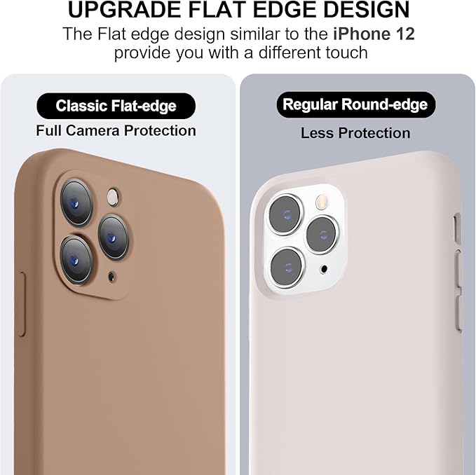 Vooii Compatible with iPhone 11 Pro Max Case, Upgraded Liquid Silicone with [Flat Edges] [Camera Protection] [Soft Anti-Scratch Microfiber Lining] Phone Case for iPhone 11 Pro Max - Light Brown
