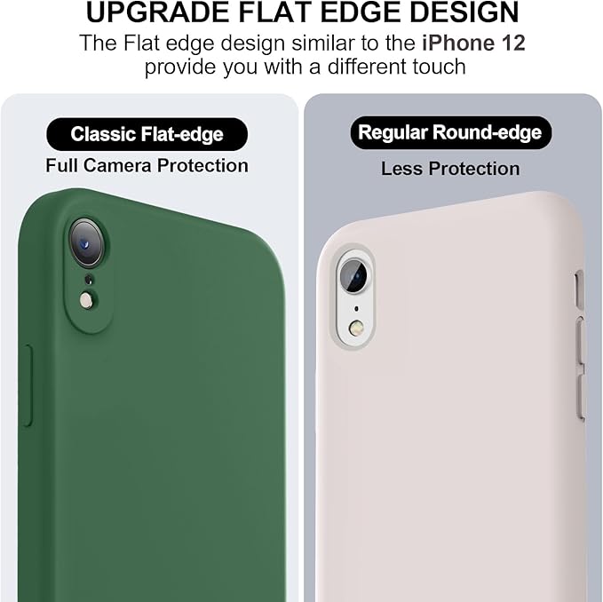 Vooii Compatible with iPhone XR Case, Upgraded Liquid Silicone with [Flat Edges] [Camera Protection] [Soft Anti-Scratch Microfiber Lining] Phone Case for iPhone 10 XR 6.1 inch - Green