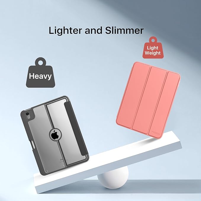 MoKo for iPad (A16) 11th Generation Case 11 Inch 2025, iPad 10th Generation Case 10.9 Inch 2022 with Pencil Holder, Slim Light Trifold Protective Cover with Hard PC Translucent Back Shell, Conch Shell