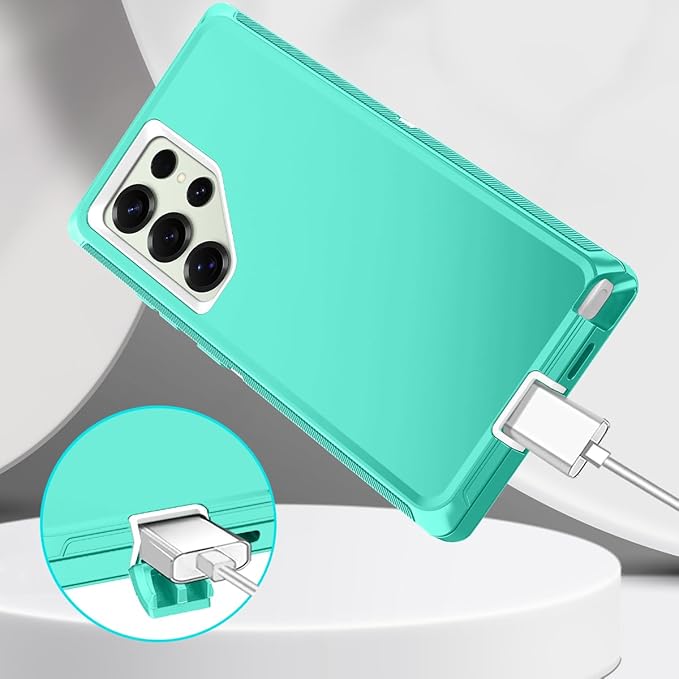 for Samsung Galaxy S25 Ultra Case Heavy Duty Protective Shockproof Dropproof 3-Layer Full Body Protection [Without Screen Protector] Tough Rugged Case for Galaxy S25 Ultra,Teal/White