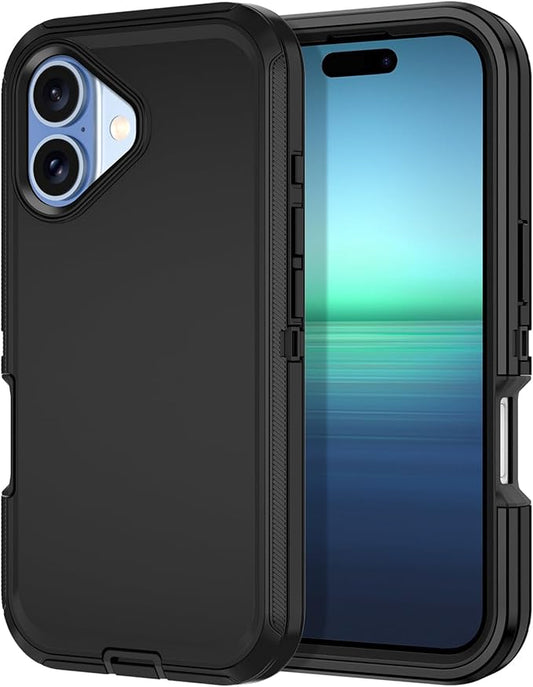 for iPhone 17 Case Shockproof Dust/Drop Proof 3-Layer Full Body Protection [Without Screen Protector] Rugged Heavy Duty Cover Case for Apple iPhone 17 6.3" 2025,Black