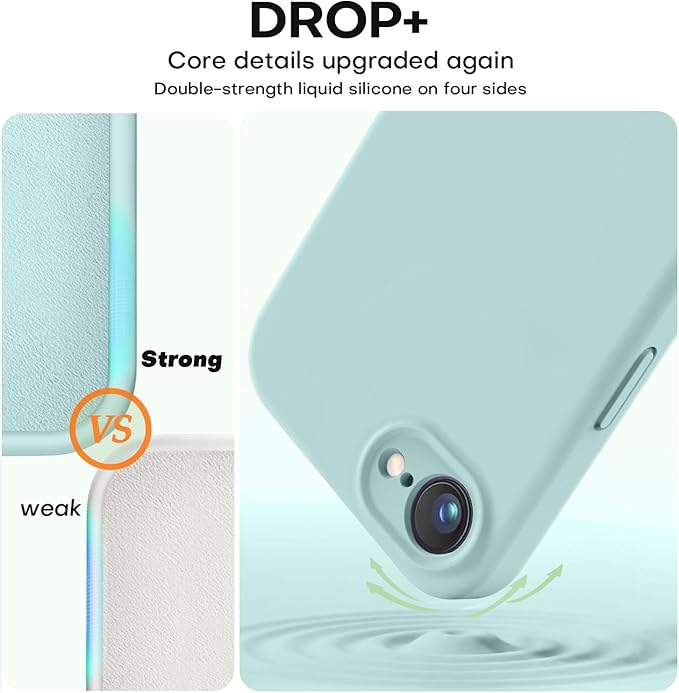 Vooii Compatible with iPhone 16e Case, Liquid Silicone Upgrade [Camera Protection] [Soft Anti-Scratch Microfiber Lining] Shockproof Phone Case for iPhone 16e 6.1 inch - Mint