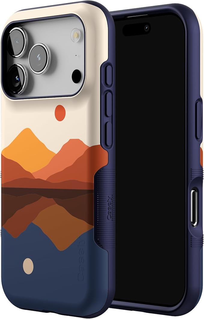 Casely iPhone 17 Pro Case | Opposites Attract | Day & Night Colorblock Mountains | Compatible with MagSafe | Bold Protective Design