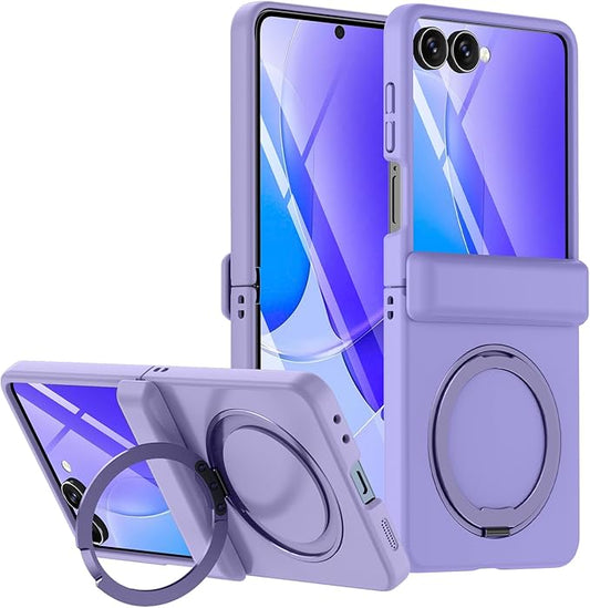 for Samsung Galaxy Z Flip 7 Case, Compatible with Magsafe, [Rugged Hinge Protection] [360° Kickstand], Mil-Grade Shockproof Slim Phone Case for Galaxy Z Flip 7 2025 (Light Purple)