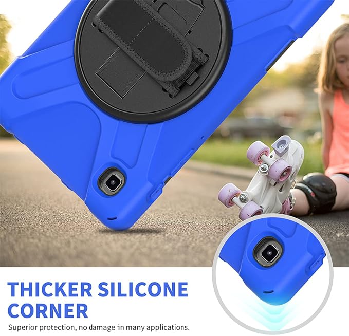 ZenRich for Samsung Galaxy Tab A7 Lite Case 8.7" (SM-T220/ T225/ T227), Heavy Duty Full-Body Shockproof Protective Case with Rotating Stand, Hand/Shoulder Strap for Tab A7 Lite, Blue