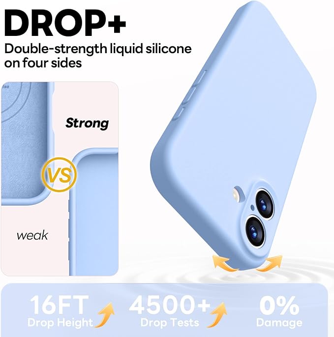 Vooii Magnetic Compatible with iPhone 17 Case (Compatible with Magsafe) (Upgraded Camera Protection) Liquid Silicone Shockproof Full Body Protective Phone Cover for Women Men, Light Blue, 6.3"