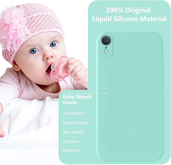 Vooii Compatible with iPhone XR Case, Upgraded Liquid Silicone with [Flat Edges] [Camera Protection] [Soft Anti-Scratch Microfiber Lining] Phone Case for iPhone 10 XR 6.1 inch - Sea Blue