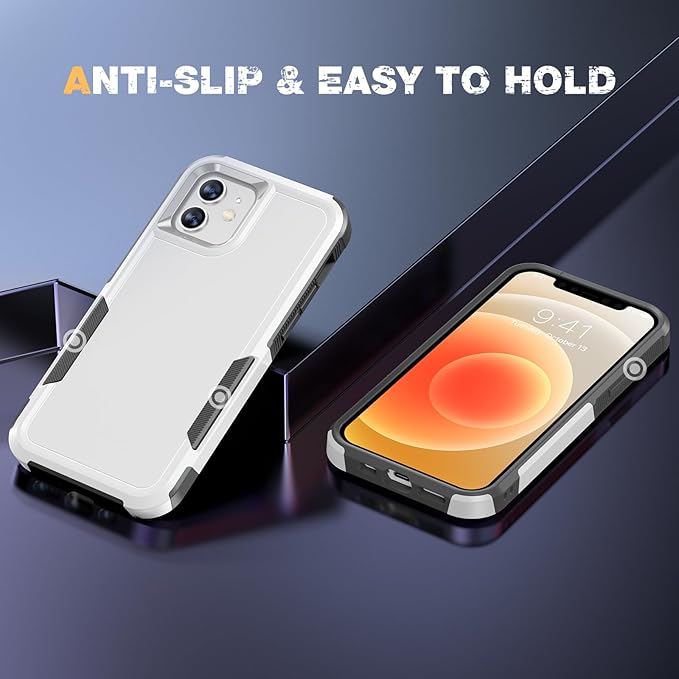 Diaclara Designed for iPhone 12 Case/iPhone 12 Pro Case, [with Privacy Screen Protector] [Anti Spy] [Military Grade Drop Protection] Heavy Duty Full-Body Shockproof Phone Case, White