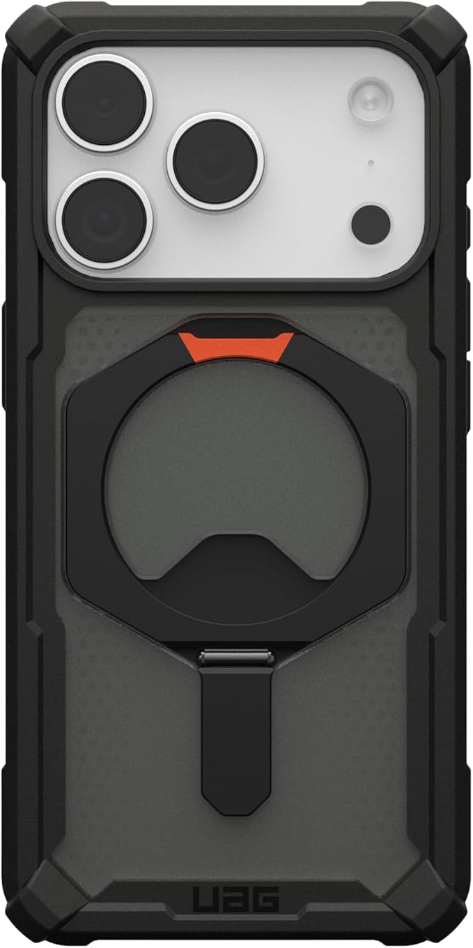 URBAN ARMOR GEAR UAG Designed for iPhone 17 Pro Case with Kickstand Plasma XTE - Compatible with MagSafe Transparent Military Grade Protective Cover, Black/Pop Orange