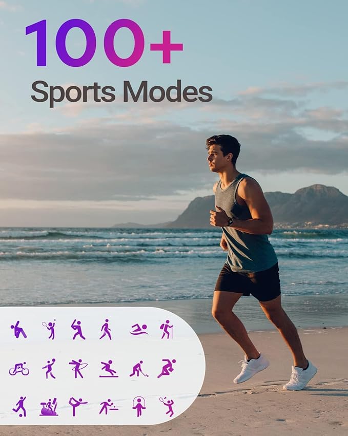 HUAKUA Smart Watches for Women Men (Answer/Make Calls) Compatible with iPhone/Android Phones, Round Smartwatch Digital Watch Fitness Tracker with Heart Rate Monitor Sleep Tracker Waterproof Black