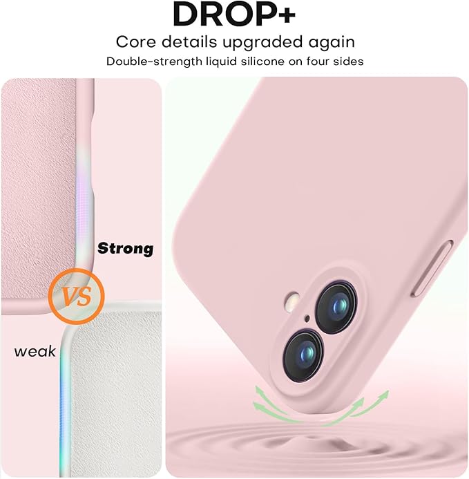 Vooii Compatible with iPhone 16 Case, Liquid Silicone Upgrade [Camera Protection] [Soft Anti-Scratch Microfiber Lining] Shockproof Phone Case for iPhone 16 6.1 inch - Pink Sand