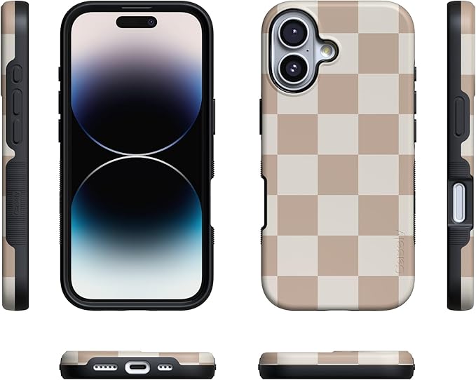 Casely iPhone 17 Case | Fit Check | Neutral Checkerboard | Compatible with MagSafe | Bold Protective Design