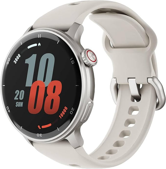 KPEP GPS Running Watches for Men Women, 1.43'' AMOLED/2 Straps/3ATM Waterproof Sports Watch, Compass, Barometer, Altimeter, 24/7 Stress/SpO2/Heart Rate Monitor, Sleep Tracker, Fitness Tracker, White