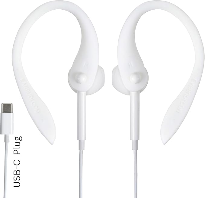 USB-C Wired Earbuds with Bendable Custom Earloops – Comfortable Fit, Sound, Compatible with Latest USB-C Phones