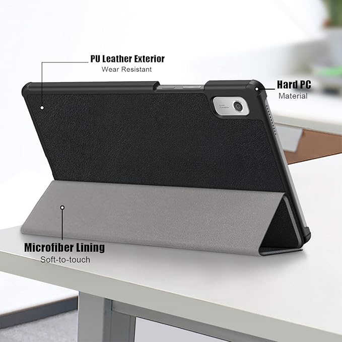 Epicgadget Case for Nook 9" Lenovo Tablet (2024) / Lenovo Tab M9 (TB-310FU, 2023 Released) 9 Inch Display Tablet - Slim Lightweight Trifold Shell Stand Cover Case + 1 Random Stylus (Black)