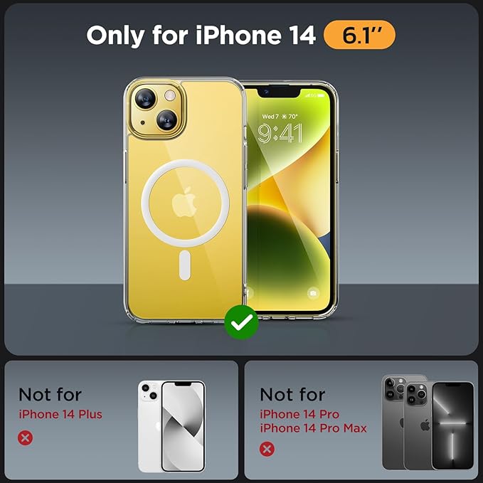 Miracase Magnetic for iPhone 14 Case 6.1 inch (Compatible with MagSafe)（with 2X Screen Protectors） Military-Grade Protection, Anti-Fingerprint Translucent Matte Phone Case Cover, Clear