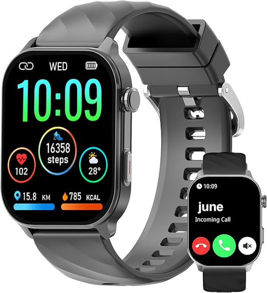 Smart Watch for Men(Answer/Make Calls),Built-in GPS,2.1" Touch Screen Fitness Tracker, Heart Rate/Sleep/SpO2 Monitor, Pedometer,110+ Sport Mode Smartwatch for Android Phone, A2