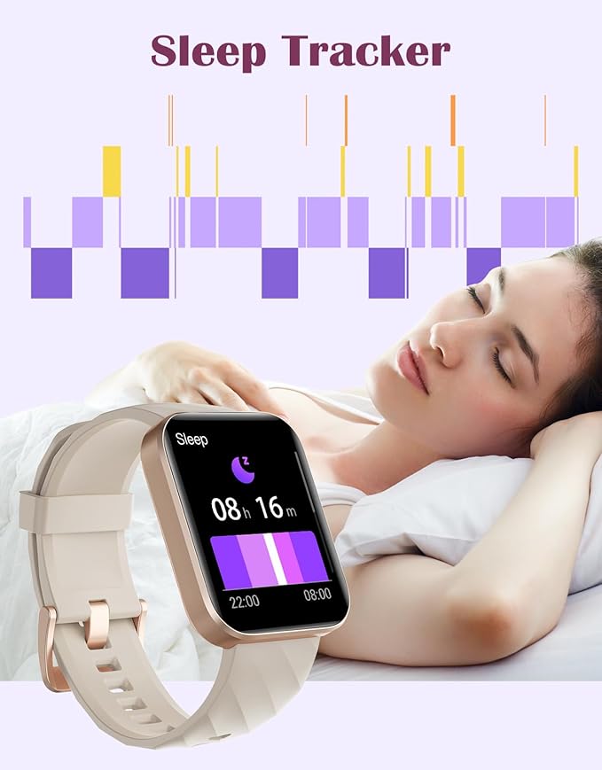 RUIMEN Smart Watches for Women Men (Answer/Make Calls) Compatible with iPhone/Android Phones, 1.85" HD Screen Fitness Tracker Heart Rate Monitor 100+ Sports Tracker Watch Waterproof (Milky White)