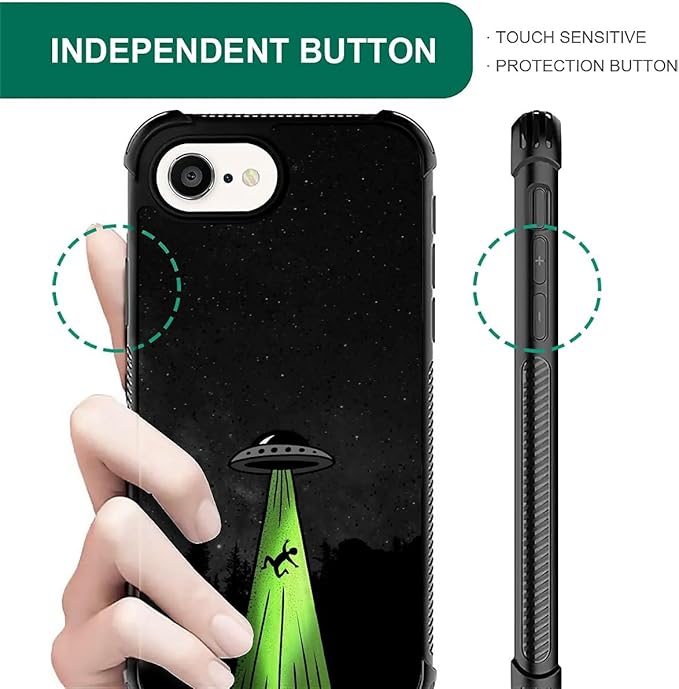 Compatible with iPhone 16e Case,Alien Ship Phone Cover for Men/Women,Soft TPU Anti-Skid Thread and Four Corner Anti-Collision Protection Case Compatible with iPhone 16e 6.1inch