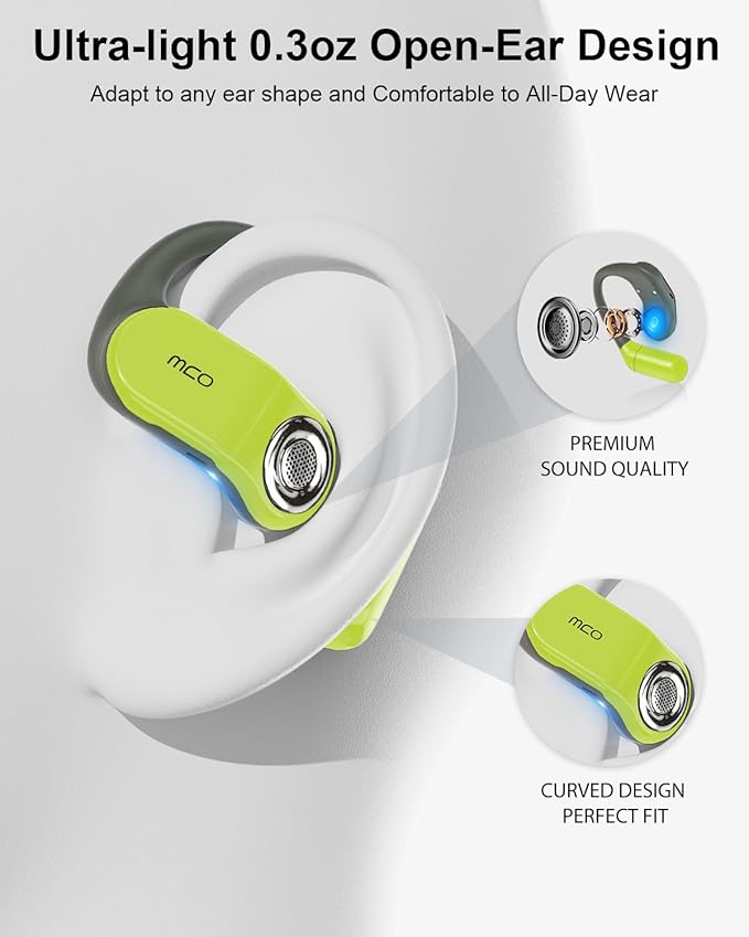 OJW Open Ear Headphones, Unlimited Power Earphones with Case & Replaceable Battery, OWS Bluetooth 5.4 Wireless Headphone with Mic, IPX7 Waterproof Headset for Sports, Compatible with iPhone & Android