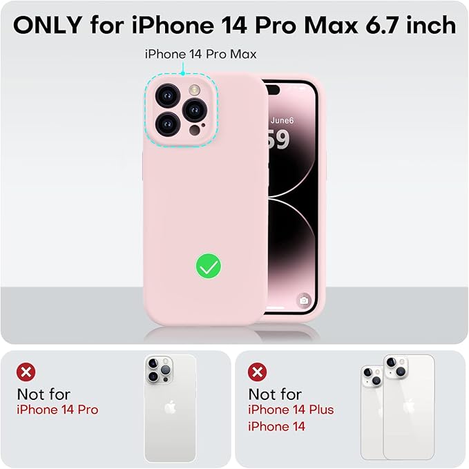 Vooii Compatible with iPhone 14 Pro Max Case, Liquid Silicone Upgrade [Camera Protection] [Soft Anti-Scratch Microfiber Lining] Shockproof Phone Case for iPhone 14 Pro Max 6.7 inch - Chalk Pink