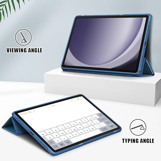 Case for Galaxy Tab A9+/A9 Plus 11 inch 2024,Shockproof Cover with Clear Transparent Back Shell Case for (SM-X210/X215/X216) Auto Wake/Sleep Function,Dark Blue