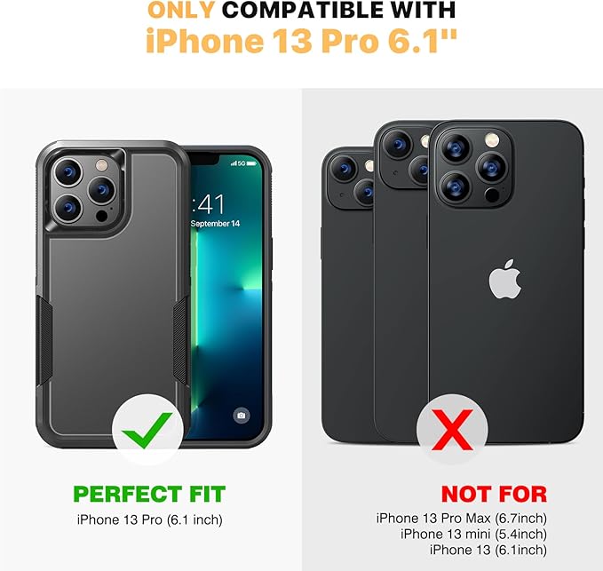 Diaclara Designed for iPhone 13 Pro Case, [with Privacy Screen Protector] [Anti Spy] [Military Grade Drop Protection] Heavy Duty Full-Body Shockproof Phone Case, Black