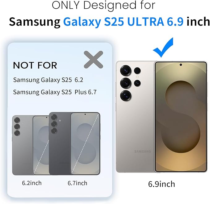 360° Rotatable Stand for Samsung Galaxy S25 Ultra Case Magnetic with Screen Protector X1 & Camera Lens Protector*1, Compatible with MagSafe, 16FT Mil-Grade Shockproof for S25 Ultra Case 6.9", Black