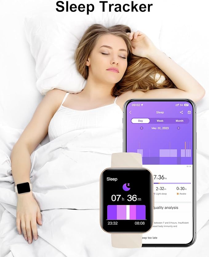 Smart Watch (Answer/Make Calls), 1.85" Smart Watches for Men Women Digital Watch Fitness Tracker with 100+ Sport Modes Heart Rate Monitor for iOS Android Phones Waterproof Milky White