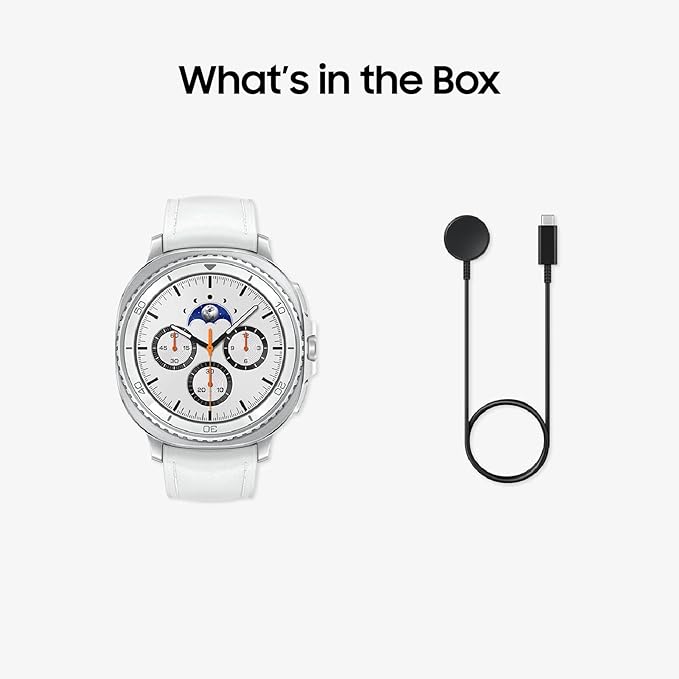 Samsung Galaxy Watch 8 Classic (2025) 46mm Bluetooth Smartwatch, Cushion Design, Rotating Bezel, Quick Button, Sleep Coaching, Running Coach, Energy Score, White [US Version, 2 Yr Warranty]