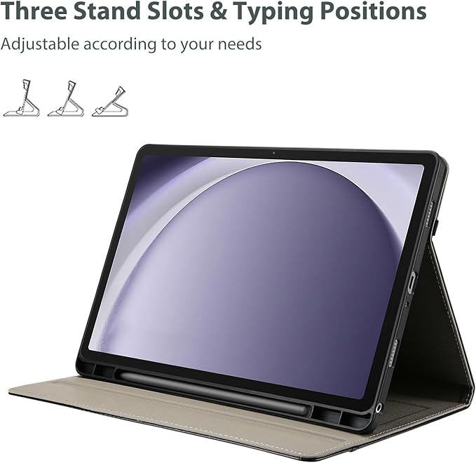 ProCase for Galaxy Tab A9 Plus 11 Inch 2023 (Model: SM-X210/SM-X215/SM-X216/SM-X218); Premium PU Leather Folio Business Stand Cover with Hand Strap; Pencil Holder; Front Pocket -Black