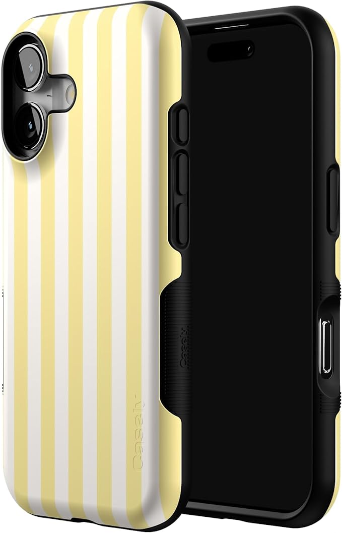Casely iPhone 17 Case | Butter Yellow Stripes | Sunday Best | Bold Protective Design | Compatible with MagSafe